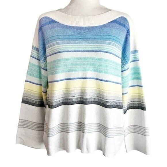 JOHN PAUL RICHARD Pullover Knit Sweater Women’s Plus XXL Stripe Top Multicolor - Picture 1 of 11